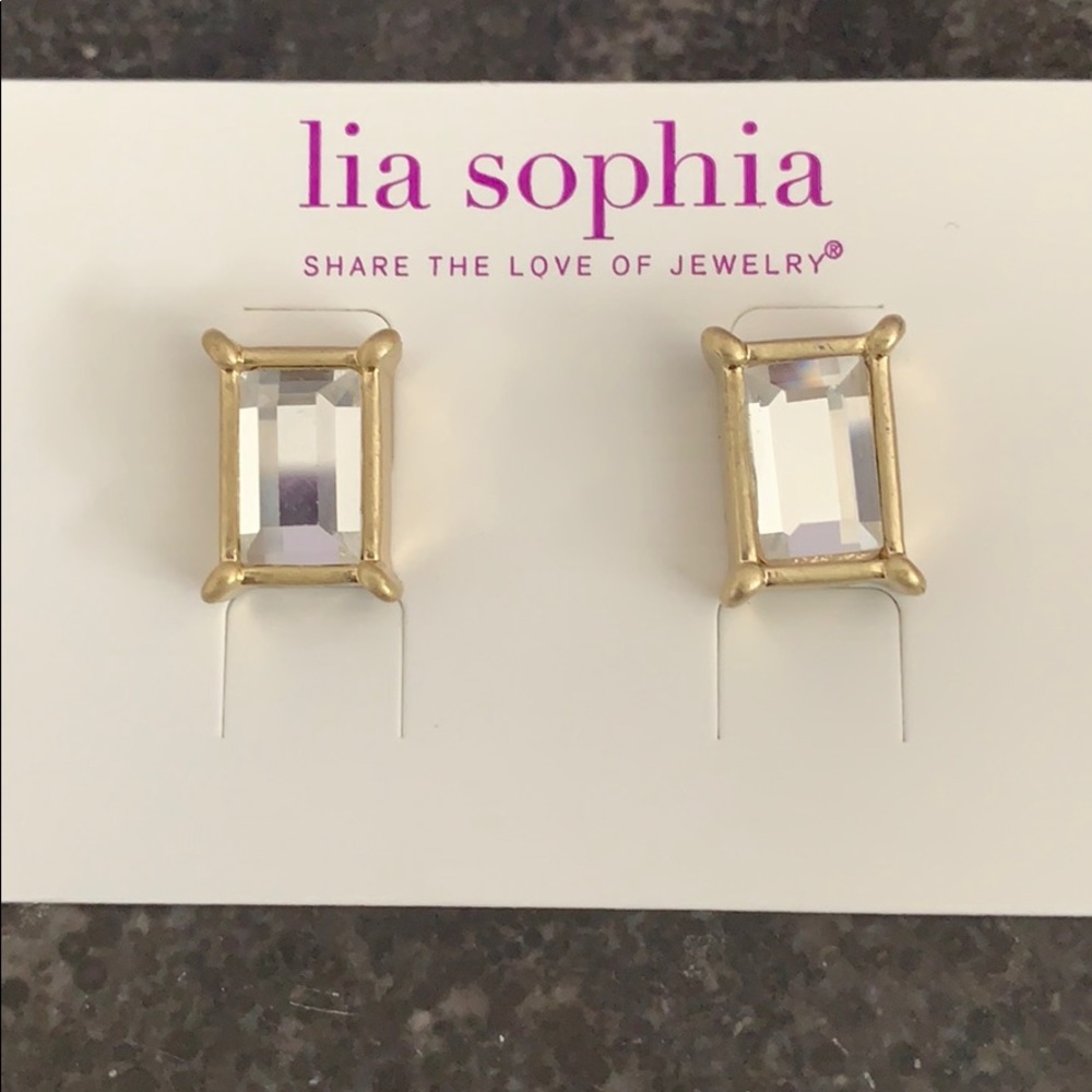 Lia Sophia rectangular rhinestone earrings
